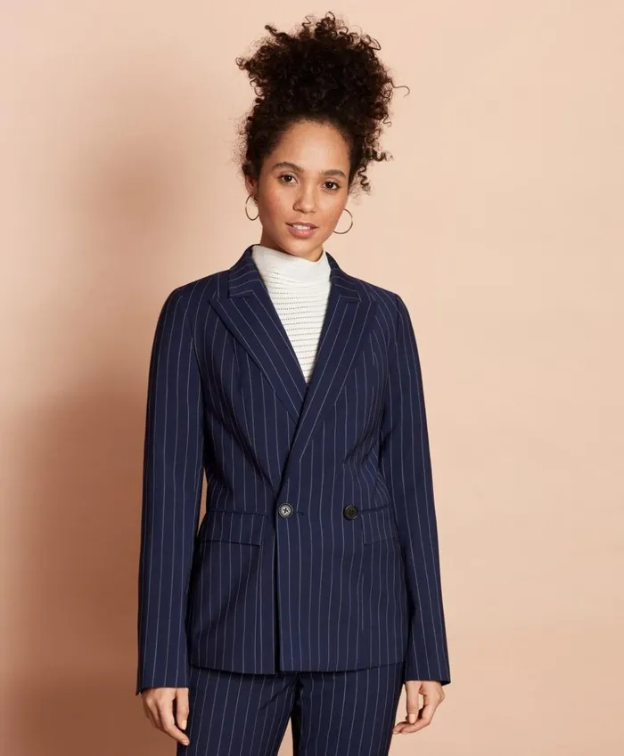 Brooks Brothers Suit Separates Striped StretchWool DoubleBreasted Jacket Navy 8211 Women Brooks Brothers Suit Separates Striped StretchWool DoubleBreasted Jacket Navy 8211 Women