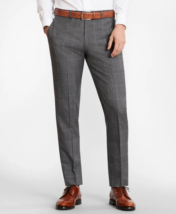 Brooks Brothers Suits BrooksGate MilanoFit Windowpane Wool Suit Pants Medium Grey 8211 Men