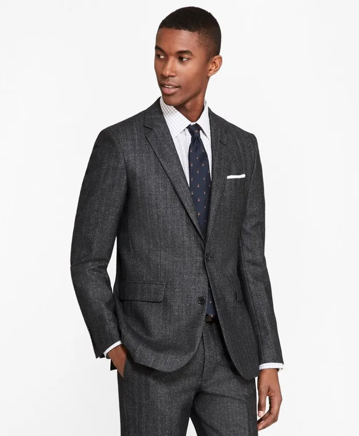 Brooks Brothers Suits Milano Fit Herringbone 1818 Suit Blackwhite 8211 Men