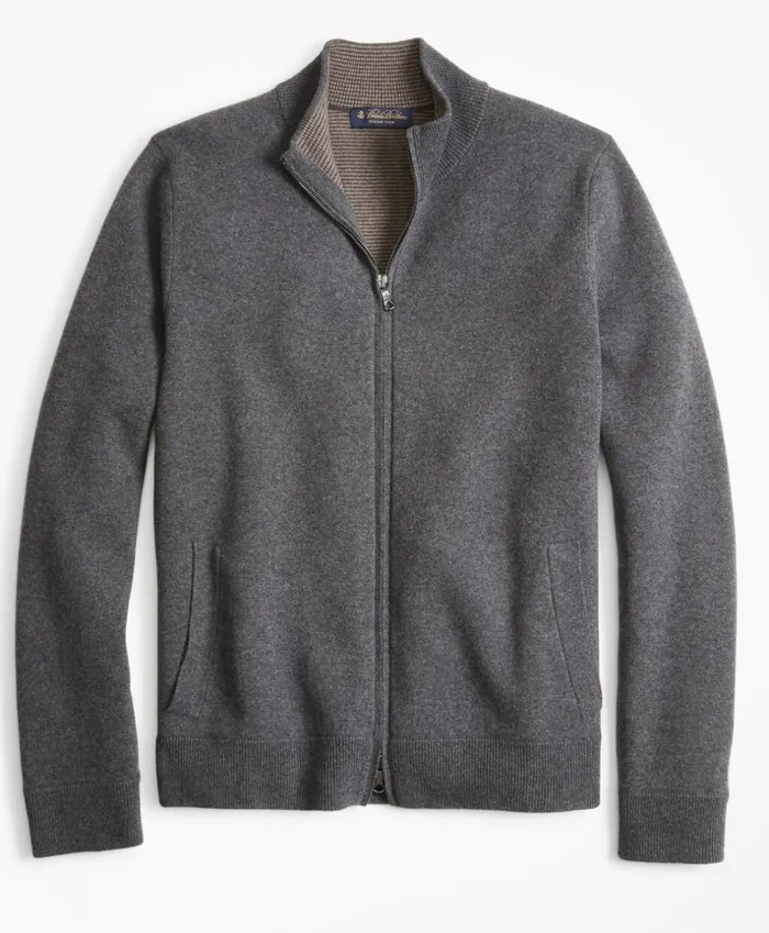 Brooks Brothers Sweaters DoubleFace FullZip Sweater Grey 8211 Men