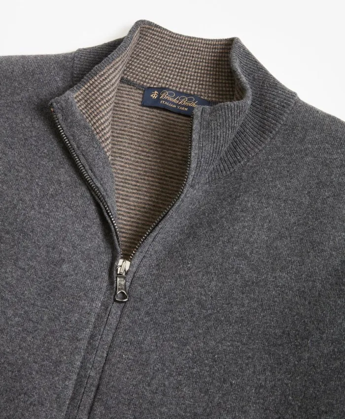 Brooks Brothers Sweaters DoubleFace FullZip Sweater Grey 8211 Men Brooks Brothers Sweaters DoubleFace FullZip Sweater Grey 8211 Men