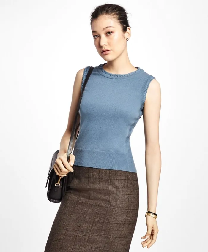 Brooks Brothers Sweaters Sleeveless Cashmere Shell Light Blue 8211 Women