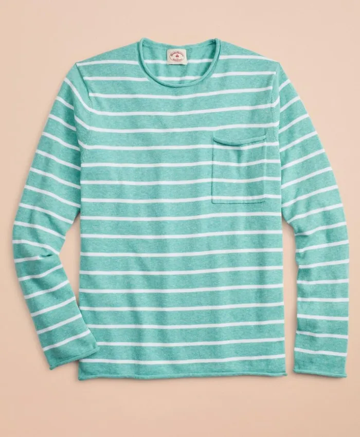 Brooks Brothers Sweaters Striped CottonLinen Crewneck Sweater Seafoam 8211 Men Brooks Brothers Sweaters Striped CottonLinen Crewneck Sweater Seafoam 8211 Men