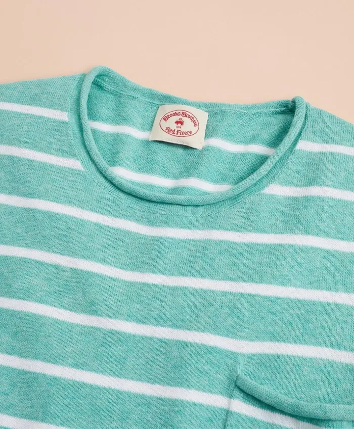 Brooks Brothers Sweaters Striped CottonLinen Crewneck Sweater Seafoam 8211 Men Brooks Brothers Sweaters Striped CottonLinen Crewneck Sweater Seafoam 8211 Men