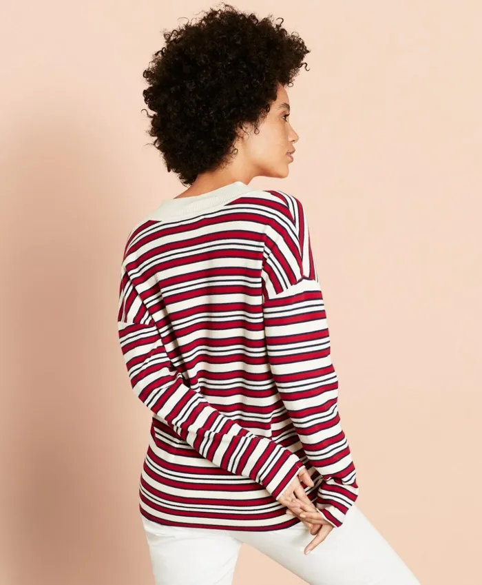 Brooks Brothers Sweaters Striped VNeck Oversized Sweater Whitemulti 8211 Women Brooks Brothers Sweaters Striped VNeck Oversized Sweater Whitemulti 8211 Women