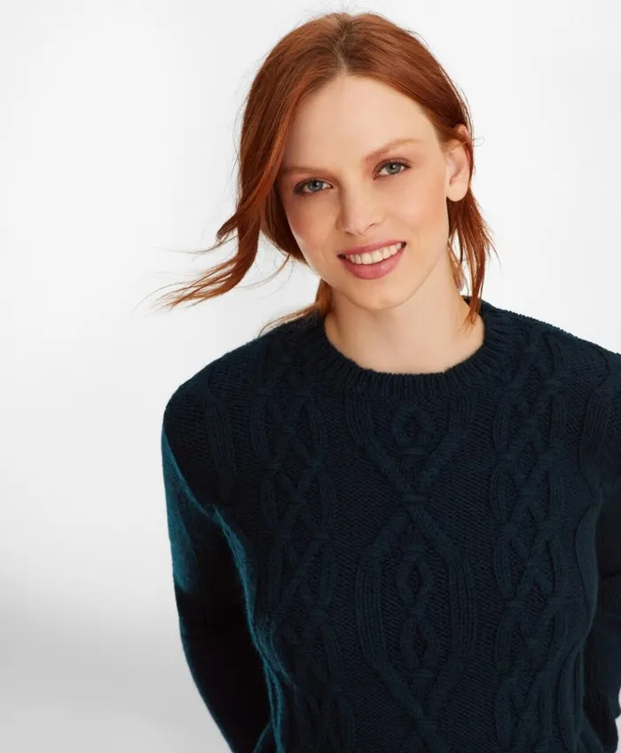 Brooks Brothers Sweaters WoolAlpaca CableKnit Sweater Dark Teal 8211 Women
