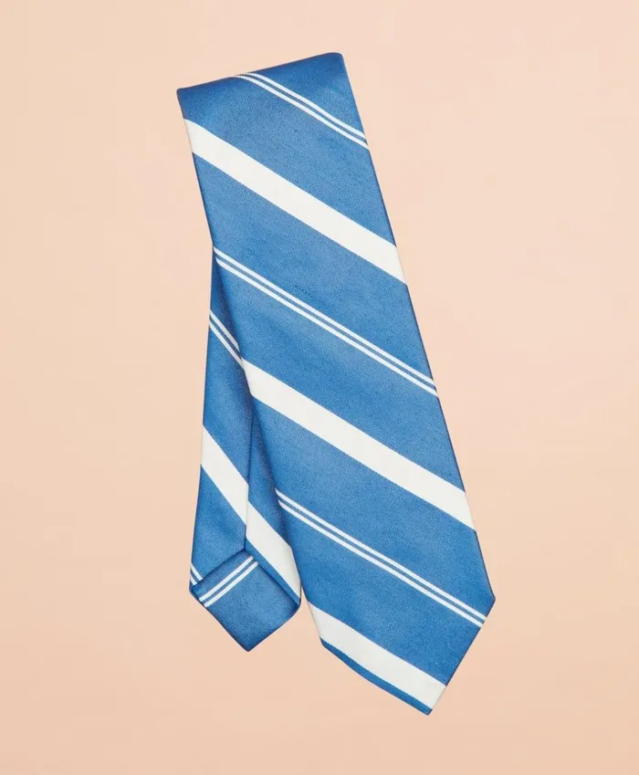 Brooks Brothers Ties Awning Stripe CottonSilk Tie Blue 8211 Men