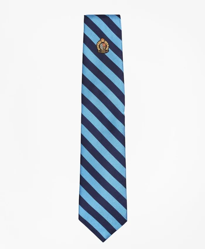 Brooks Brothers Ties Limited Edition Archival Collection BB4 Striped Rep With Crest Silk Tie Blue 8211 Men Brooks Brothers Ties Limited Edition Archival Collection BB4 Striped Rep With Crest Silk Tie Blue 8211 Men