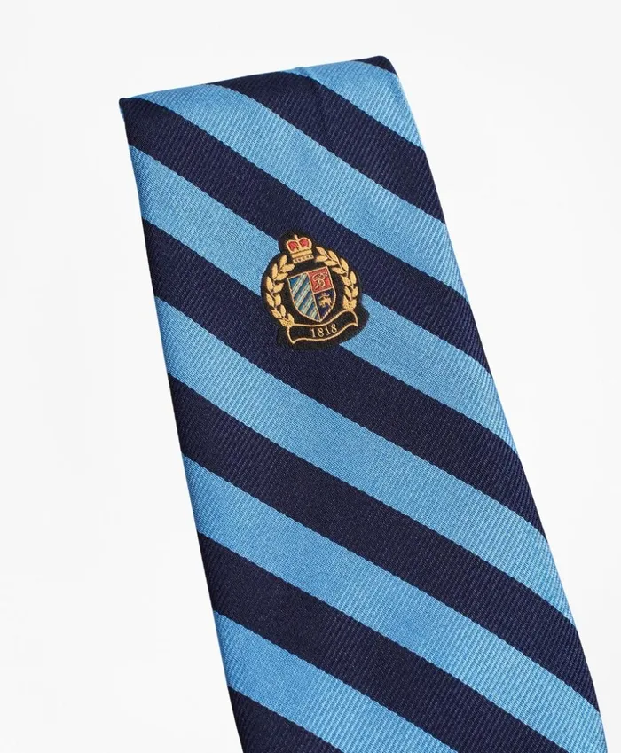 Brooks Brothers Ties Limited Edition Archival Collection BB4 Striped Rep With Crest Silk Tie Blue 8211 Men Brooks Brothers Ties Limited Edition Archival Collection BB4 Striped Rep With Crest Silk Tie Blue 8211 Men