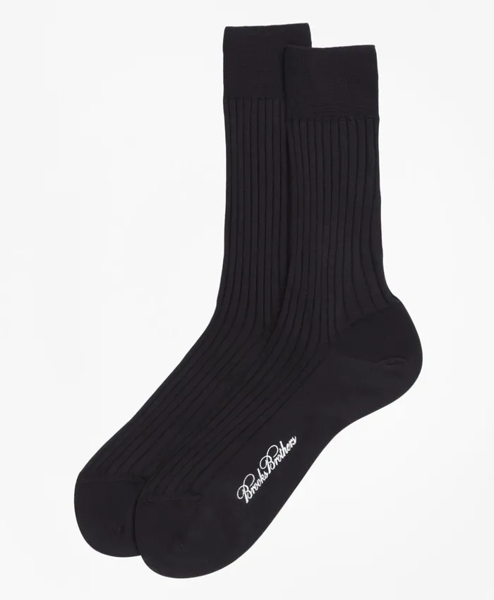Brooks Brothers Underwear and Socks Filo Di Scozia Crew Socks Black 8211 Men