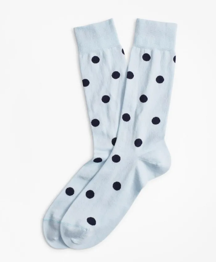 Brooks Brothers Underwear and Socks Polka Dot Crew Socks Light Blue 8211 Men