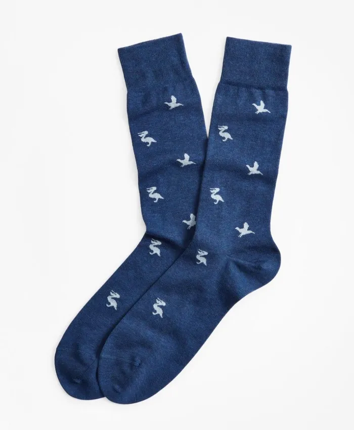 Brooks Brothers Underwear and Socks Seagull Crew Socks Blue 8211 Men