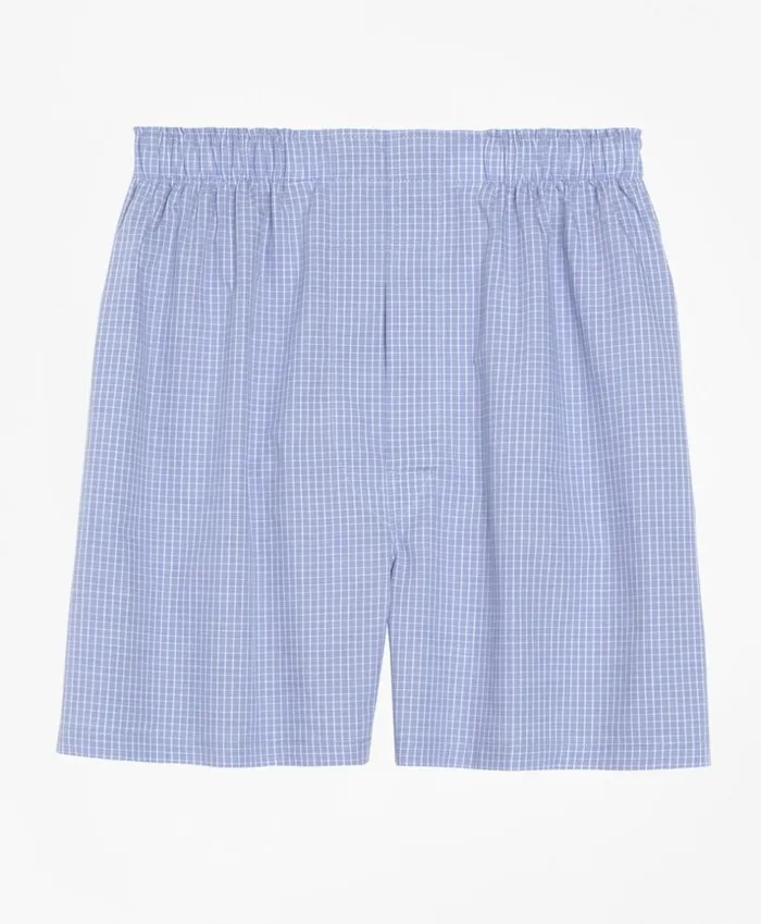 Brooks Brothers Underwear and Socks Slim Fit Mini Check Boxers Blue 8211 Men