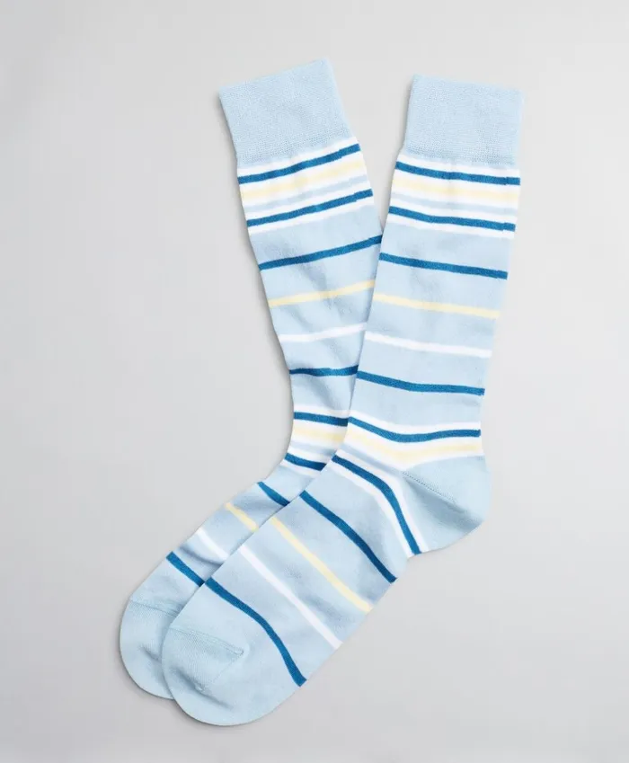 Brooks Brothers Underwear and Socks Stripe Crew Socks Blue 8211 Men