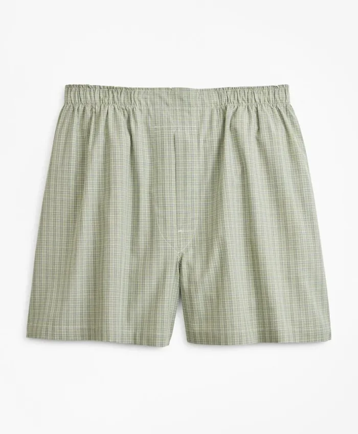 Brooks Brothers Underwear and Socks Traditional Fit Glen Plaid Boxers Green 8211 Men