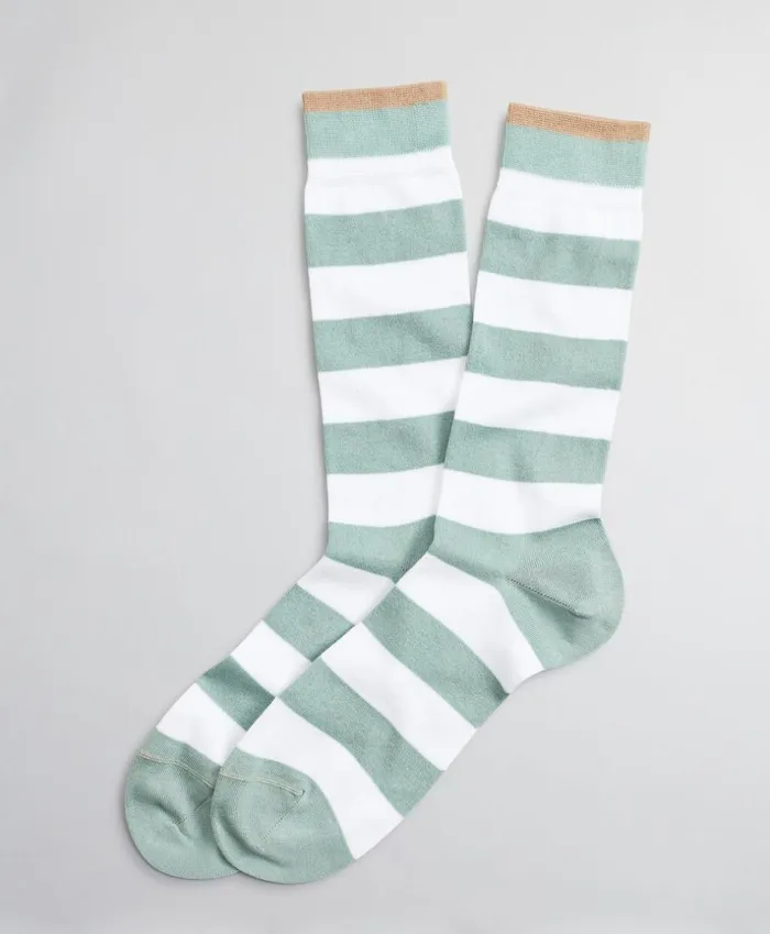 Brooks Brothers Underwear and Socks Wide Stripe Crew Socks Fir Green 8211 Men Brooks Brothers Underwear and Socks Wide Stripe Crew Socks Fir Green 8211 Men