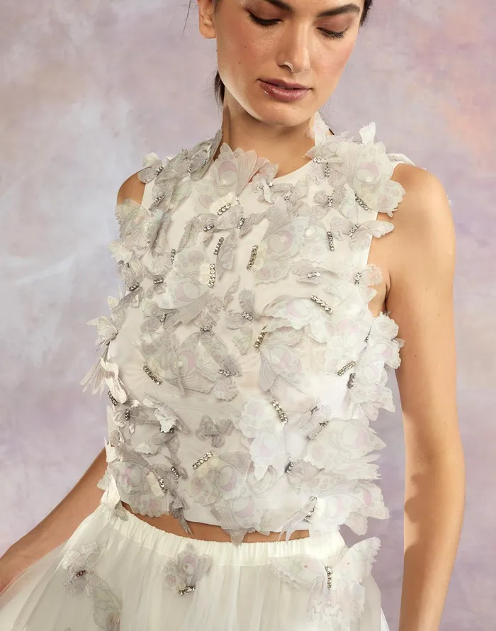 Butterfly Applique Top 8211 White Women Cynthia Rowley Tops