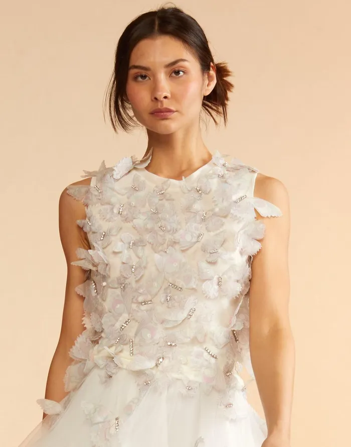 Butterfly Applique Top 8211 White Women Cynthia Rowley Tops
