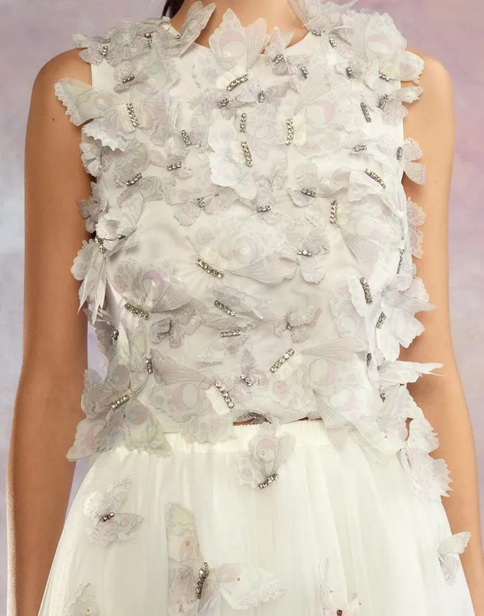 Butterfly Applique Top 8211 White Women Cynthia Rowley Tops