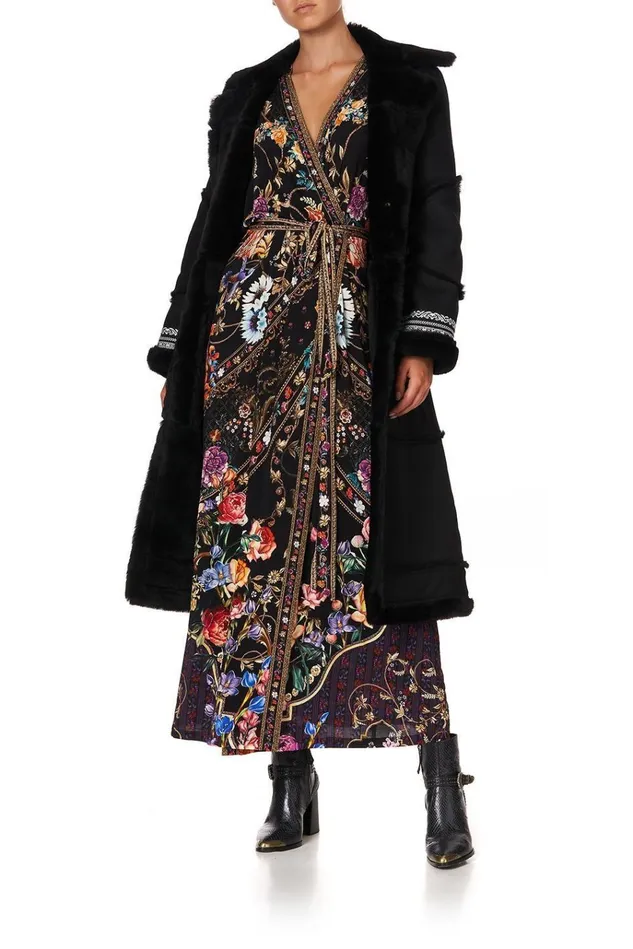 Camilla Jackets Women Long Suede Shearling Coat Mirror Mirror