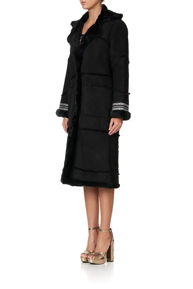 Camilla Jackets Women Long Suede Shearling Coat Mirror Mirror
