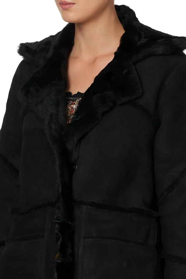 Camilla Jackets Women Long Suede Shearling Coat Mirror Mirror