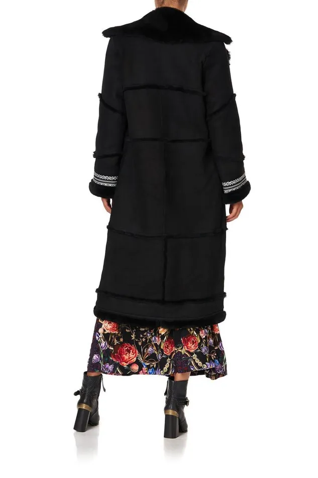 Camilla Jackets Women Long Suede Shearling Coat Mirror Mirror