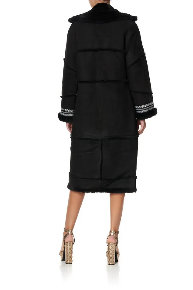 Camilla Jackets Women Long Suede Shearling Coat Mirror Mirror
