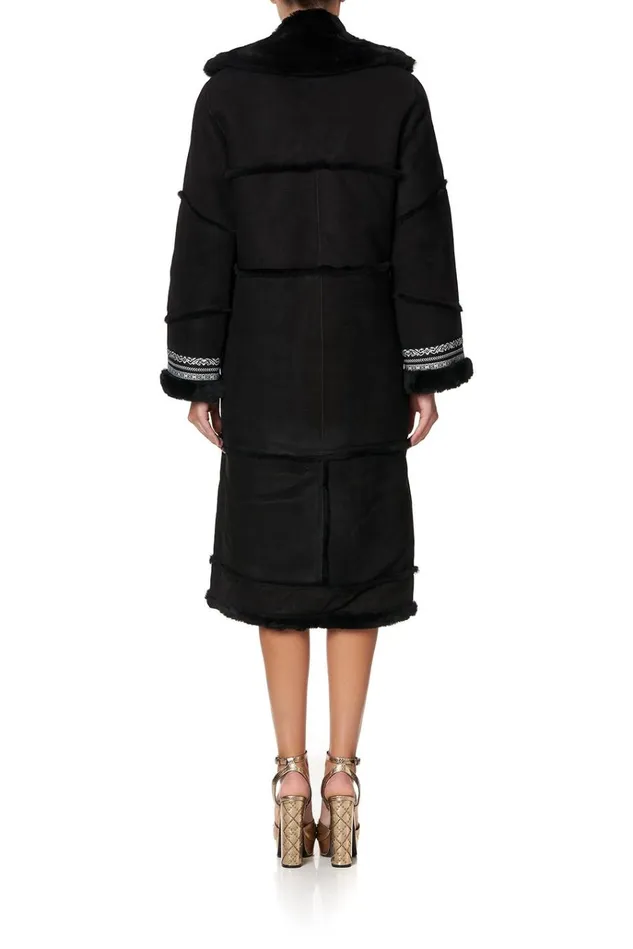 Camilla Jackets Women Long Suede Shearling Coat Mirror Mirror