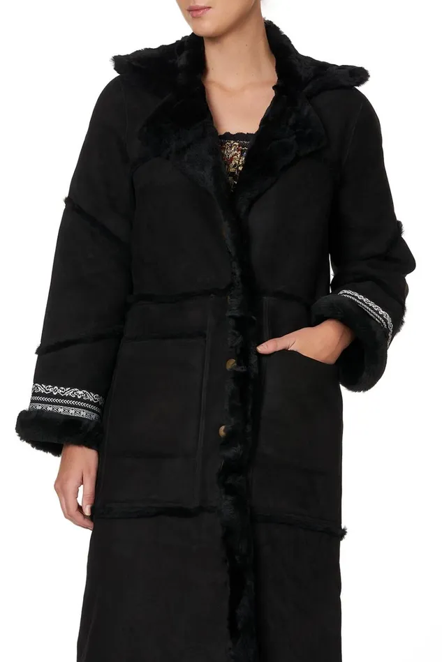 Camilla Jackets Women Long Suede Shearling Coat Mirror Mirror