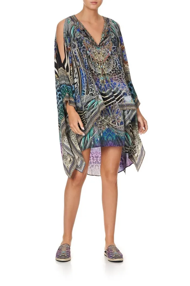Camilla Mini Dresses Women Sheer Layered Dress With Split Animal Army