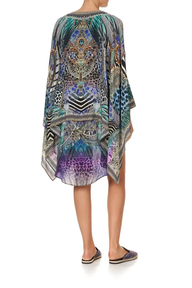 Camilla Mini Dresses Women Sheer Layered Dress With Split Animal Army