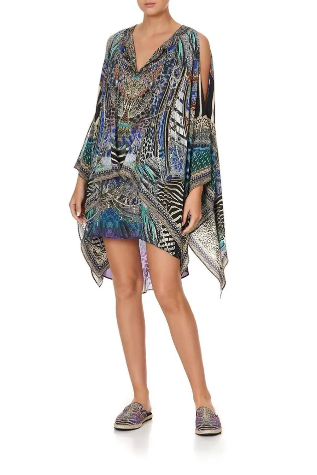 Camilla Mini Dresses Women Sheer Layered Dress With Split Animal Army