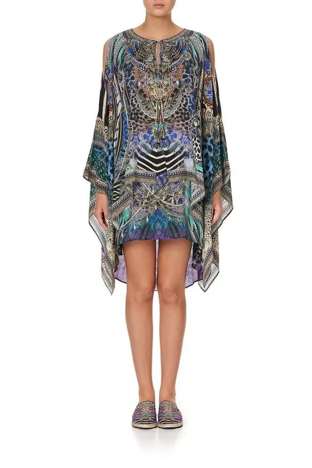 Camilla Mini Dresses Women Sheer Layered Dress With Split Animal Army