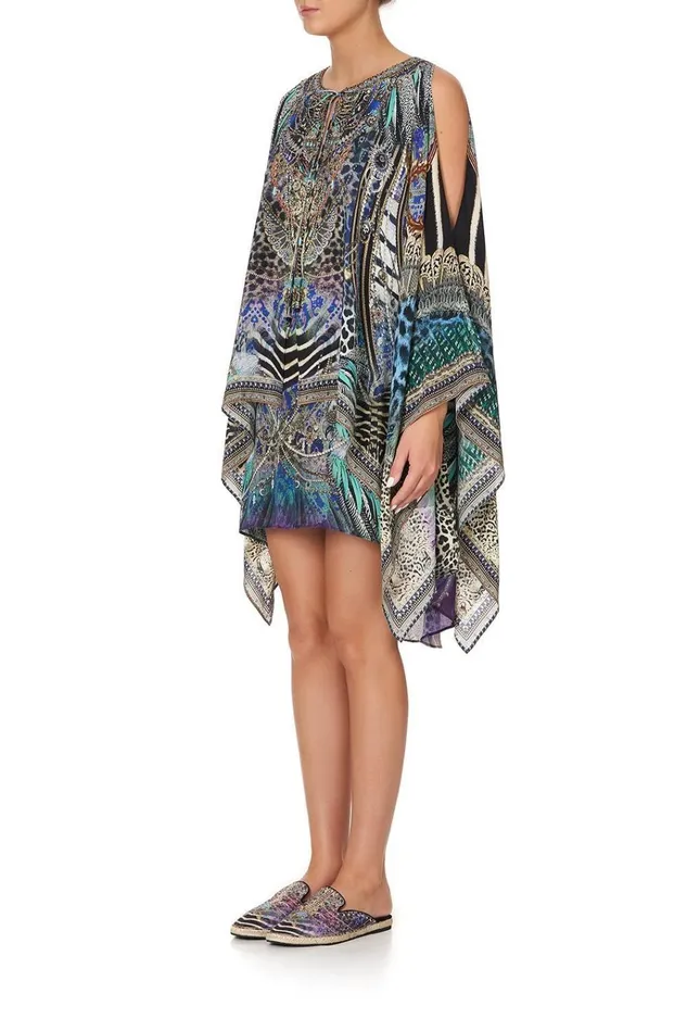 Camilla Mini Dresses Women Sheer Layered Dress With Split Animal Army