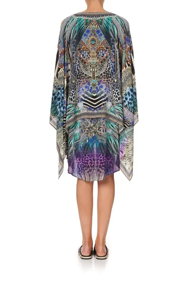 Camilla Mini Dresses Women Sheer Layered Dress With Split Animal Army