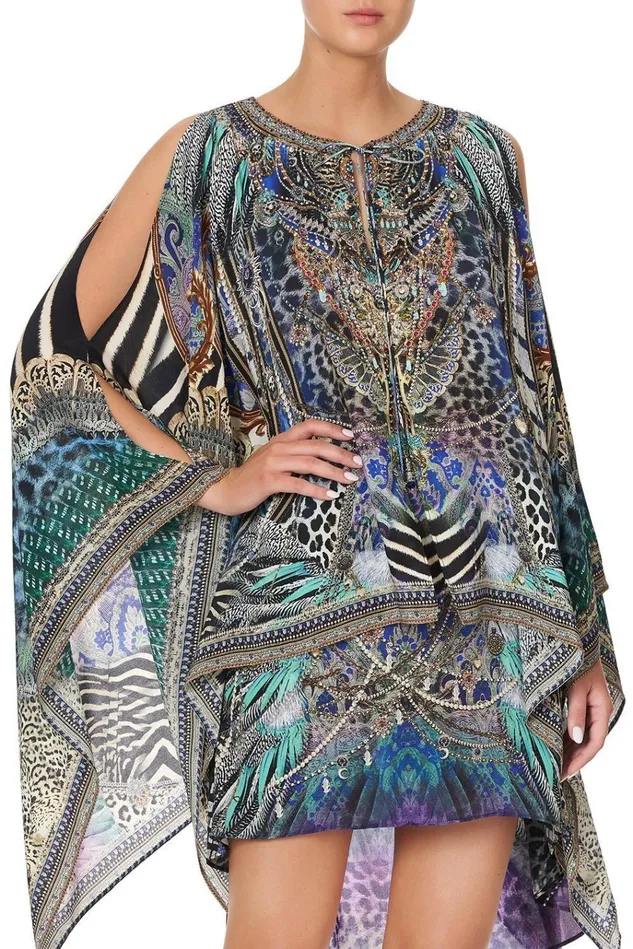 Camilla Mini Dresses Women Sheer Layered Dress With Split Animal Army