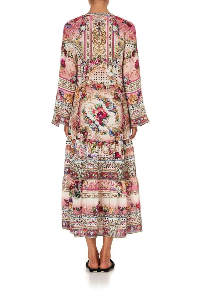Camilla Modest Clothing Women Lace Up Dress With Tiered Hem Summoned By A Rose