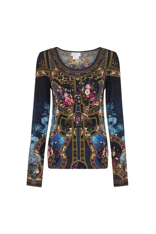 Camilla Modest Clothing Women Long Sleeve Fitted Top Fields Of Treasure