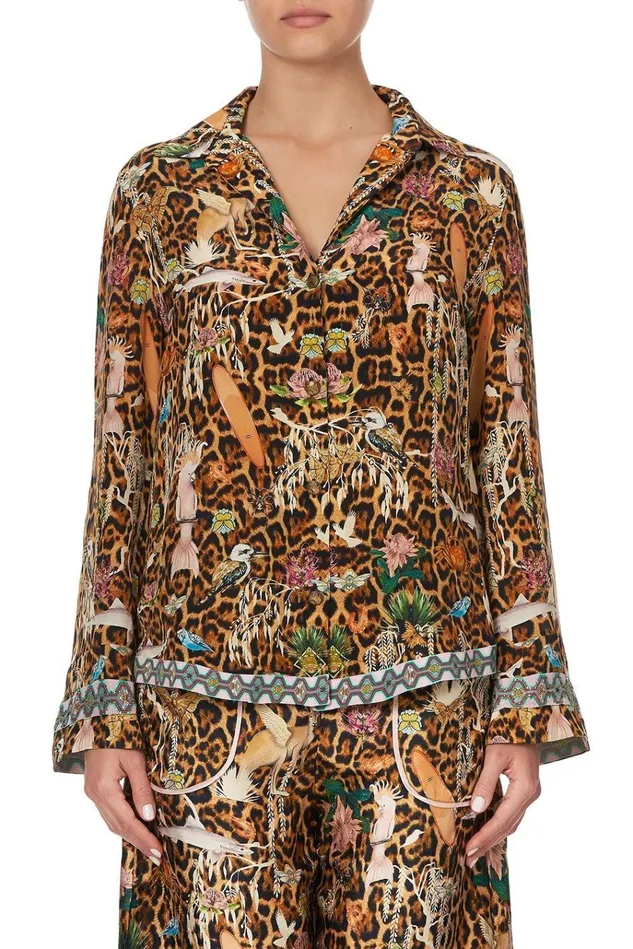 Camilla Tops Women Button Down Shirt With Contrast Fauna Electro
