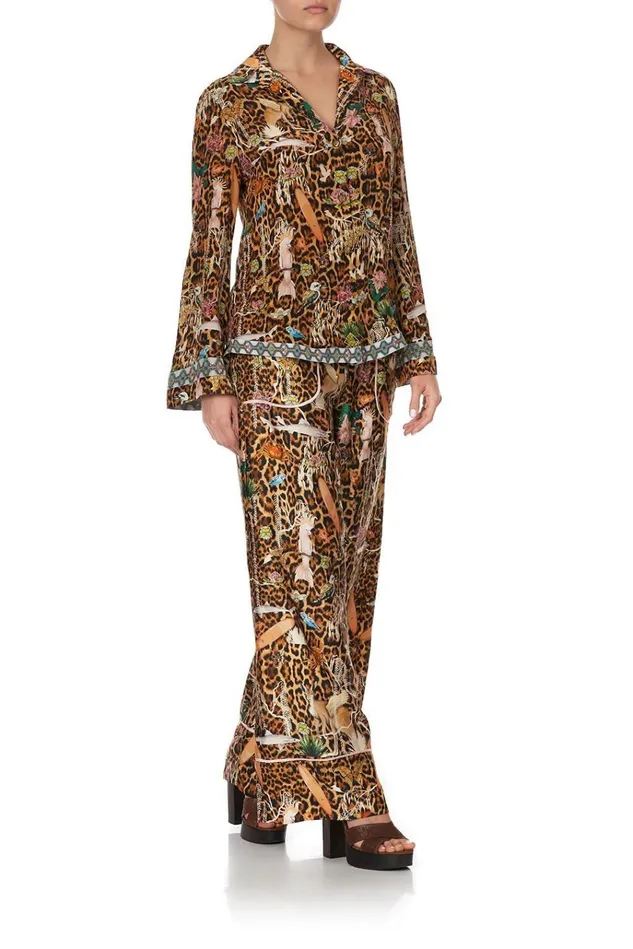 Camilla Tops Women Button Down Shirt With Contrast Fauna Electro