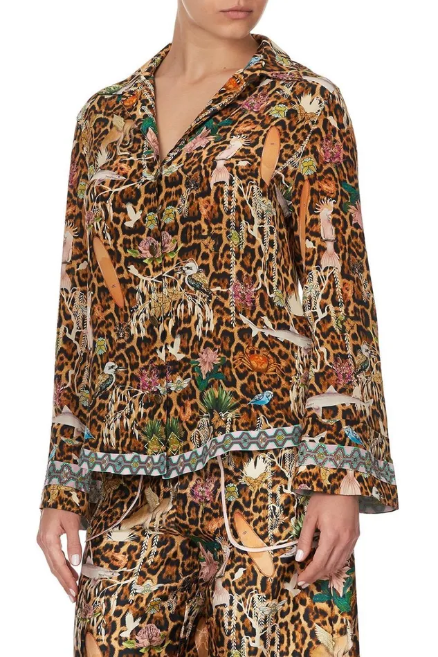 Camilla Tops Women Button Down Shirt With Contrast Fauna Electro