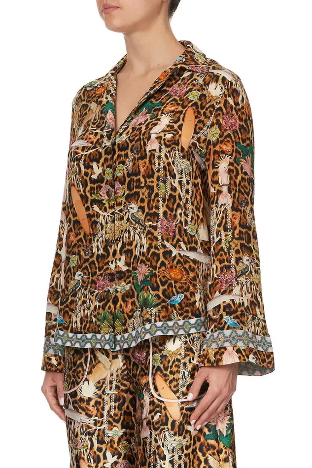 Camilla Tops Women Button Down Shirt With Contrast Fauna Electro
