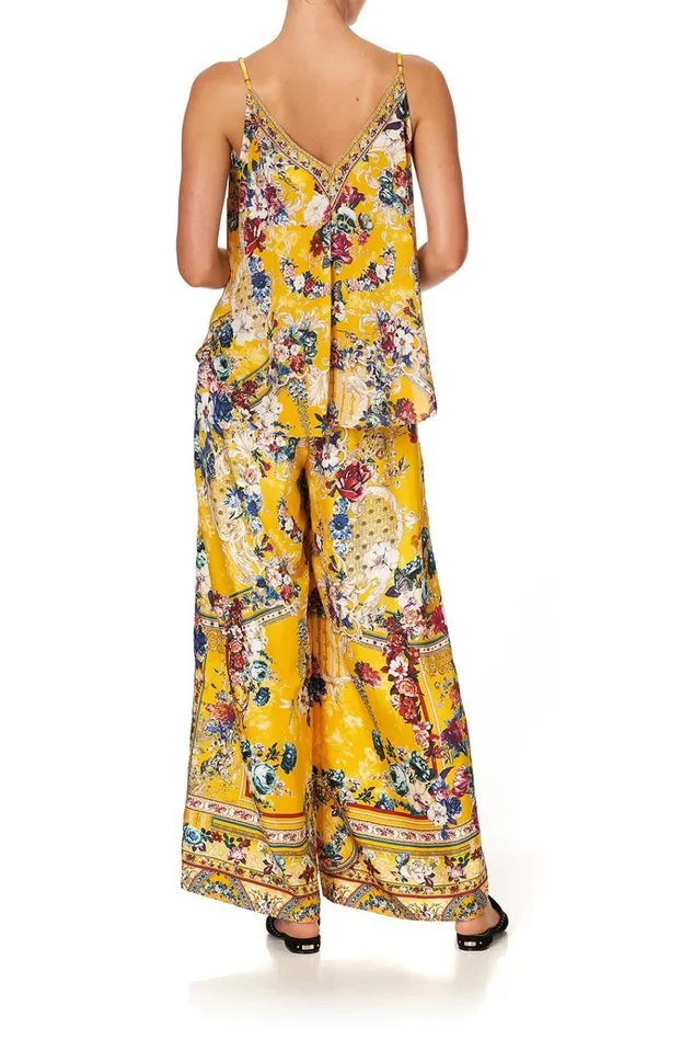 Camilla Tops Women Button Front V Neck Cami Crowned Roses