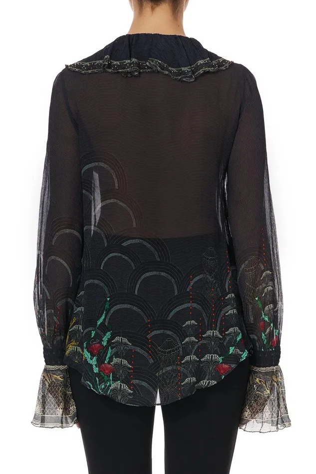 Camilla Tops Women Lace Up Ruffle Blouse Wise Wings