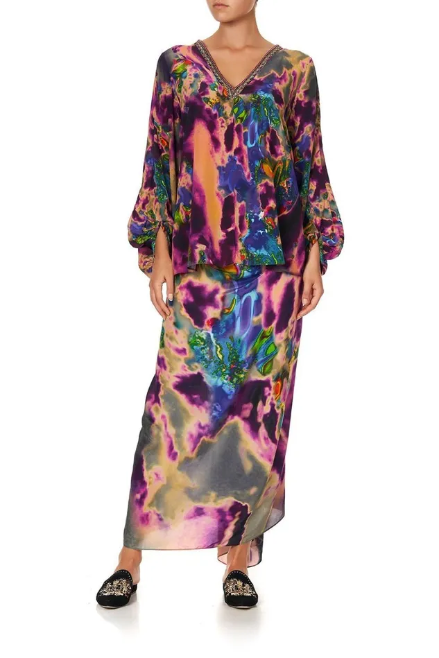 Camilla Tops Women Panel Sleeve Blouse Acid Abbey