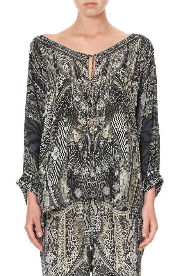 Camilla Tops Women Raglan Sleeve Blouse With Cuff One Tribe