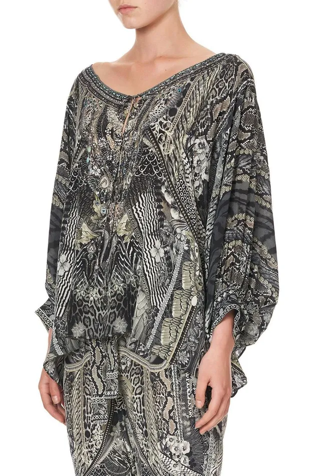 Camilla Tops Women Raglan Sleeve Blouse With Cuff One Tribe