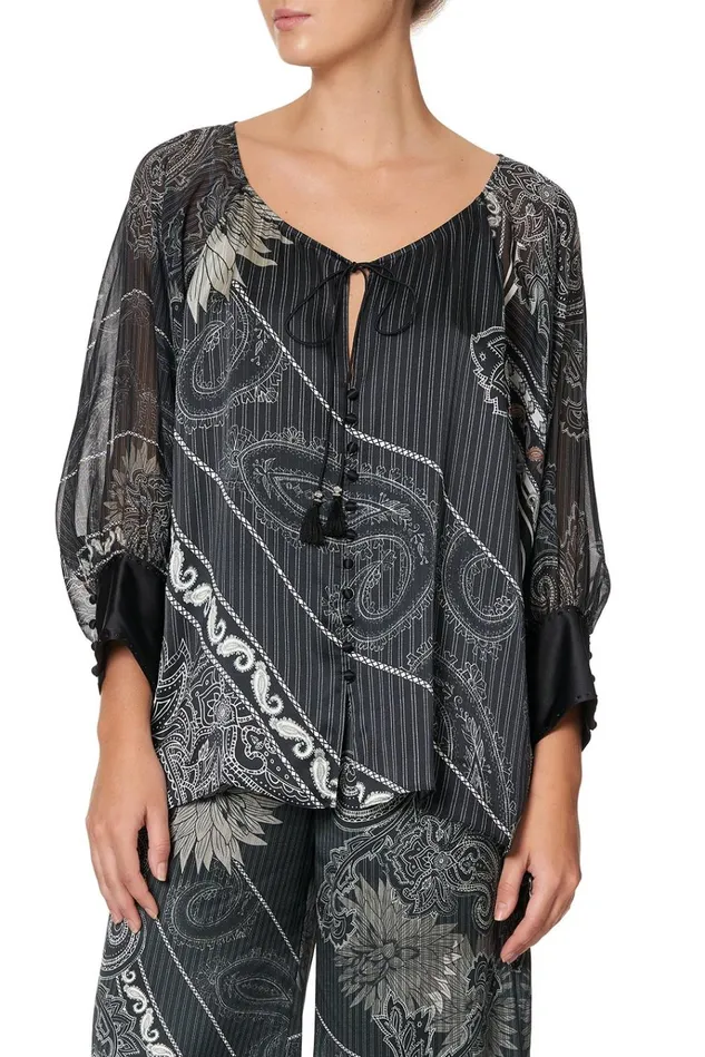 Camilla Tops Women Raglan Sleeve Button Up Top Tale Of The Fire Bird