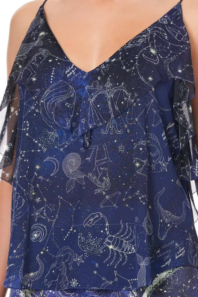 Camilla Tops Women Top With Neckline Frill Its A Sign